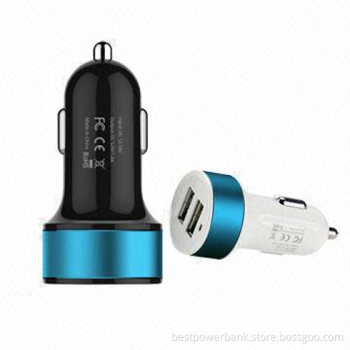 Super Quality Best Material Dual USB 2.1A Car Chargers with Aluminum Ring Hot-selling
